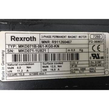 REXROTH 3~PHASE -PERMANENT-MAGNET-MOTOR&lt;&gt;MKD071B -061 -KG0 -KN