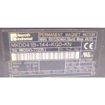 REXROTH INDRAMAT  PERMANENT MAGNET MOTOR   MKD041B-144-KG0-KN   60 Day Warranty!