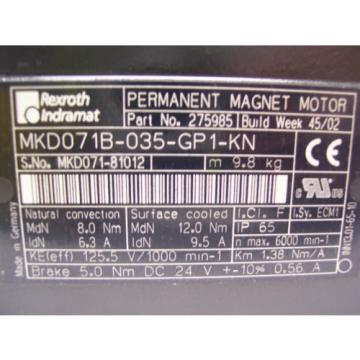 *NEW*  REXROTH   PERMANENT MAGNET MOTOR   MKD071B-035-GP1-KN    60 Day Warranty!