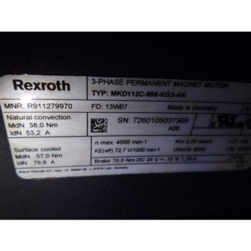 REXROTH MKD112C-058-KG3-AN 3-PHASE PERMANENT MAGNET MOTOR *NEW NO BOX*