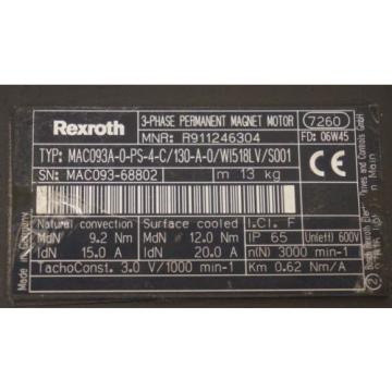 NEW REXROTH MAC093A-0-PS-4-C/130-A-0/WI518LV/S001 SERVO MOTOR R911246304