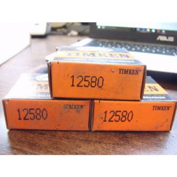 NEW  LOT OF 3 TAPERED CONE ROLLER BEARING 12580