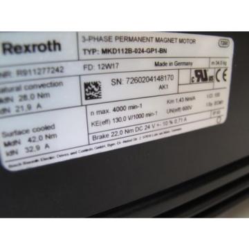 REXROTH MKD112B-024-GP1-BN PERMANENT MAGNET SERVO MOTOR, NEW