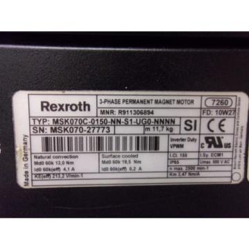 Rexroth MSK070C-0150-NN-S1-UG0-NNNN 3 Ph Permanent Magnet Motor (MOT4045)