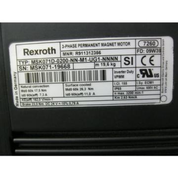 REXROTH MSK071D-0200-NN-M1-UG1-NNNN 3 Phase Permanent Magnet Servo Motor NEW