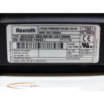 Rexroth MSK030C-0900-NN-M1-UG1-NNNN MNR: R911308684 3-Phase Permanant Magnet Mot