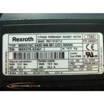 Rexroth MSK076C-0450-NN-M1-UG1-NNNN   3~ Permanent Magnet Motor
