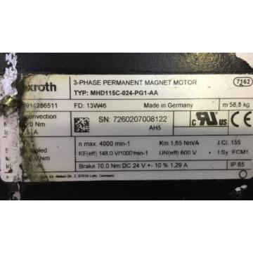 REXROTH 3~PHASE PERMANENT-MAGNET-MOTOR /// MHD115C -024 -PG1 -AA