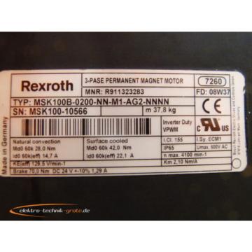 Rexroth MSK100B-0200-NN-M1-AG2-NNNN   3~ Permanent Magnet Motor