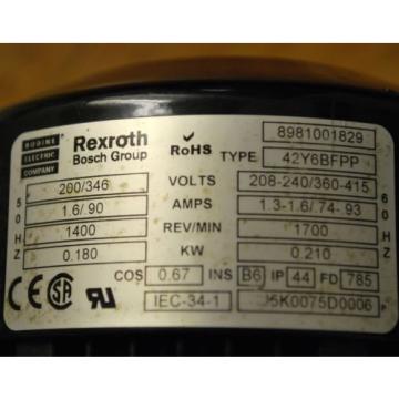 Rexroth Type 42Y6BFPP motor with Bosch #3 842 516 621 transmission