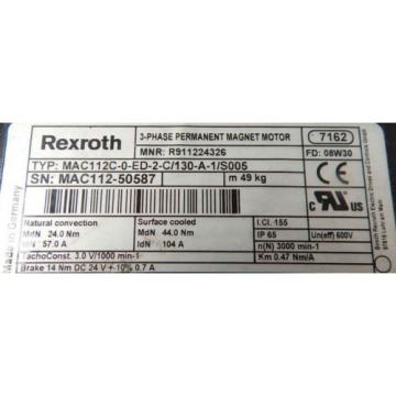REXROTH INDRAMAT MAC112C-0-ED-2-C/130-A-1/S005 Servomotor-used-