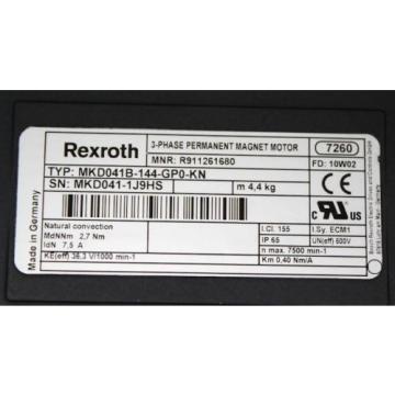 Rexroth, MKD041B-144-GP0-KN, R91126180, Servo Motor 3-Phase Permanent Magnet