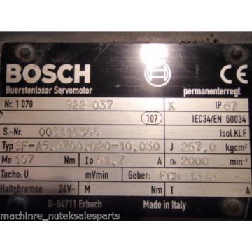 Bosch Rexroth Buerstenloser 1070 922 037 Servo MOTOR SF-A5.0700.020-10.030