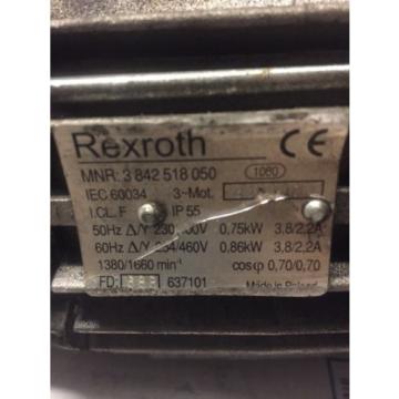 Bosch Conveyor Drive 3 842 519 005 With Rexroth Motor .86KW 3 842 518 050