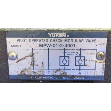 YUKEN PILOT OPERATED CHECK MODULAR VALVE MPW-01-2-4001
