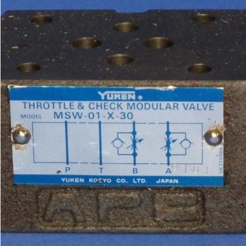 YUKEN THROTTLE &amp; CHECK MODULAR VALVE MSW-01-X-30