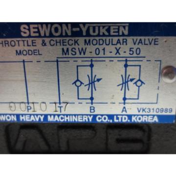 YUKEN THROTTLE &amp; CHECK MODULAR VALVE MSW-01-X-50