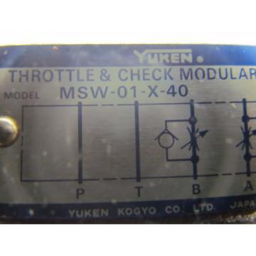 Yuken MSW-01-X-40 Throttle &amp; Check modular valve hydraulic