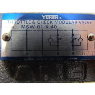 Yuken MSW-01-X-40 Throttle &amp; Check modular valve hydraulic