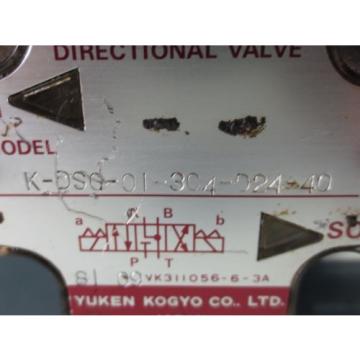 YUKEN SOLENOID OPERATED VALVE K-DSG-01-3C4-D24-40 1 COIL MISSING