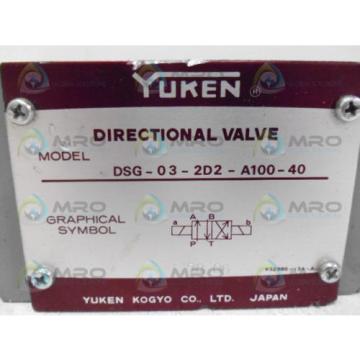 YUKEN DSG-03-2D2-A100-40 DIRECTIONAL VALVE *NEW NO BOX*