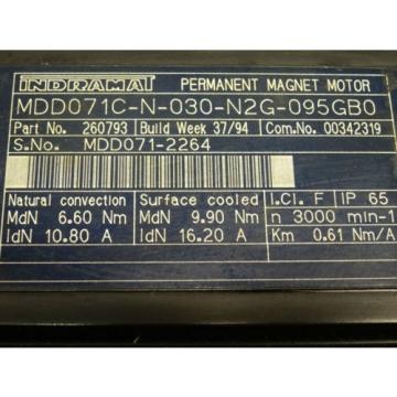 Indramat Rexroth Permanent Magnet Motor MDD071C-N-030-N2G-095GB0