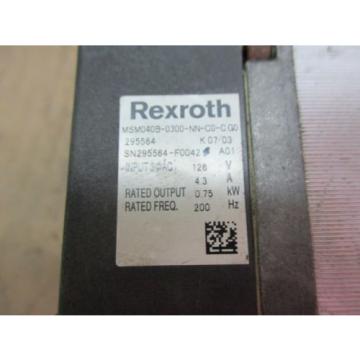 REXROTH SERVO MOTOR #5151239T MODEL:MSM040B-0300-NN-CO-C GO295564 USED