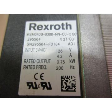 REXROTH SERVO MOTOR #5151246T MODEL:MSM040B-0300-NN-CO-CG0295564 K21/03 USED