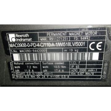 REXROTH INDRAMAT PERMANENT MAGNET MOTOR, MNR: R911271251, NEW- WEATHERED
