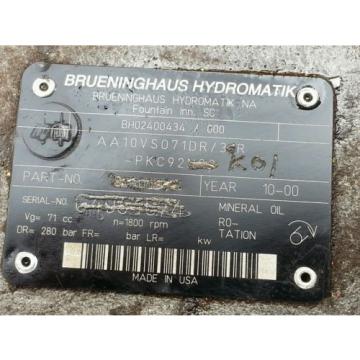 BRUENINGHAUS REXROTH AA10VS071DR/30R-PKC92N00 K01 HYDRAULIC PUMP 1800RPM 280BAR