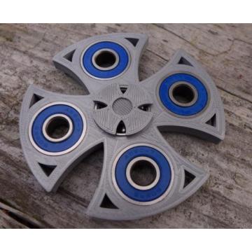 EDC   Celtic / Cross Fidget Hand Spinner Toy 3D Printed Silver Blue Steel Bearings