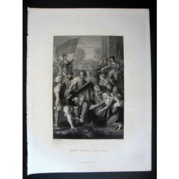 Christ   Bearing His Cross - 1860 Antique Print Engraving by W.Holl after Raphael