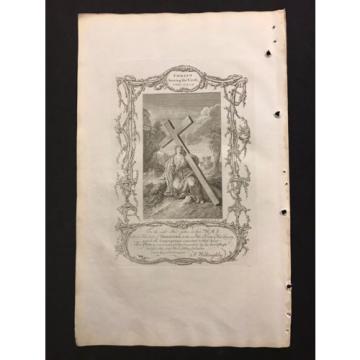Antique   Bible Print - 1778 Practical Family Bible, Christ Bearing the Cross