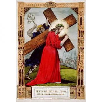 Jesus   bearing his cross / Jesus carregado da cruz,wooden cross,religious,c1848
