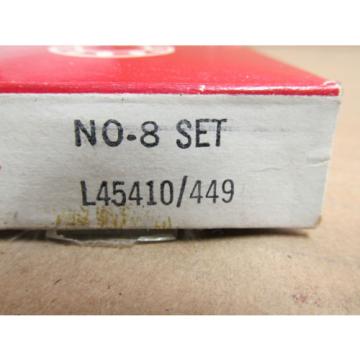 NIB  SET 8 L45410/L45449 TAPERED ROLLER BEARING COINE &amp; CUP L 45410 L 449 NEW
