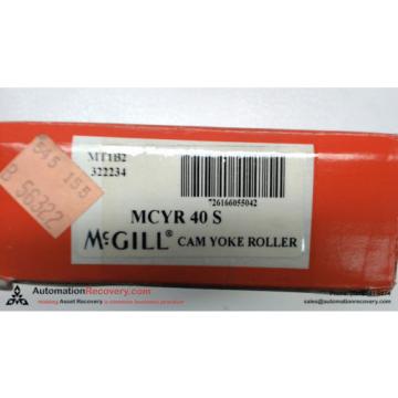 MCGILL MCYR 40 S CAM YOKE ROLLER INNER DIAMETER 40MM OUTER DIAMETER 80,  #113432