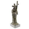 Jesus   Christ Passion Carrying Bearing Cross Signed Real Bronze Sculpture Statue #2 small image