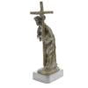 Jesus   Christ Passion Carrying Bearing Cross Signed Real Bronze Sculpture Statue
