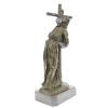 Jesus   Christ Passion Carrying Bearing Cross Signed Real Bronze Sculpture Statue #5 small image
