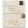 1841   covers bearing 1d black and 1d red from Tonque, with manuscript CROSS canc. #1 small image