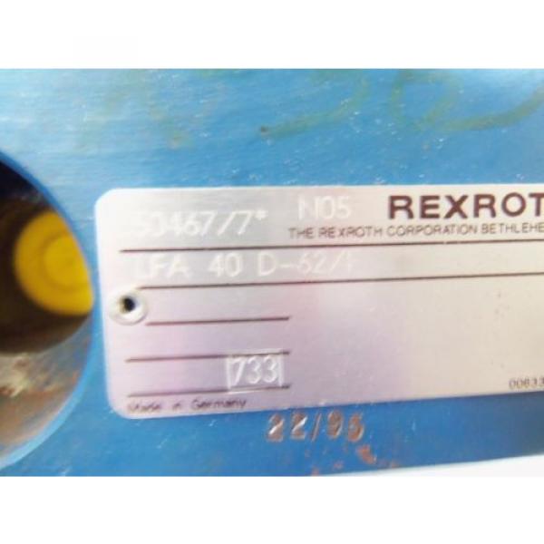 REXROTH HYDRAULIC VALVE LFA 40D-62/F (AS PICTURED) * USED* #2 image