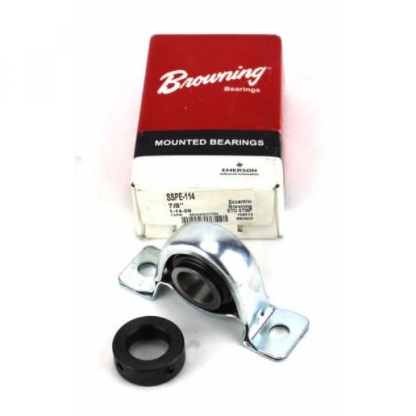 Browning 61828M Deep groove ball bearings 1000828H SSPE-114 Pillow Block Bearing 7/8&#034; Bore Two Bolt Eccentric Locking 1F #1 image