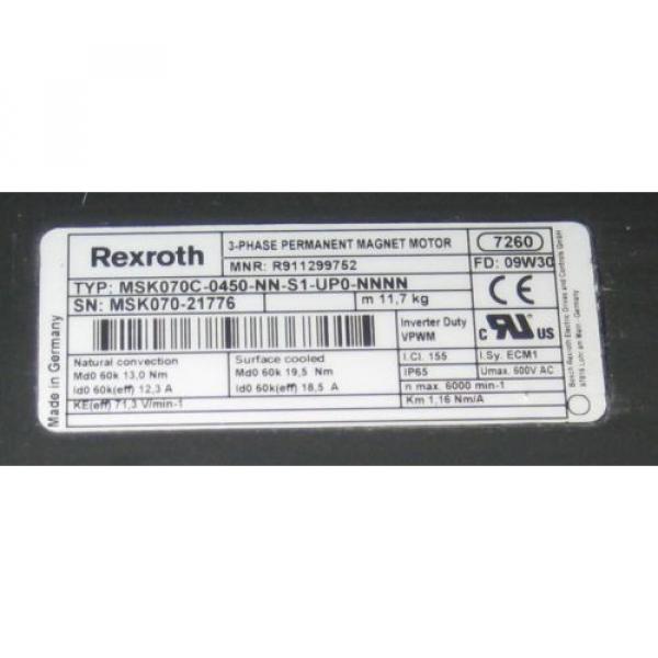 Rexroth MSK070C-0450-NN-S1-UPO-NNNN # Phase Permanent Magnet Motor in New Cond. #2 image