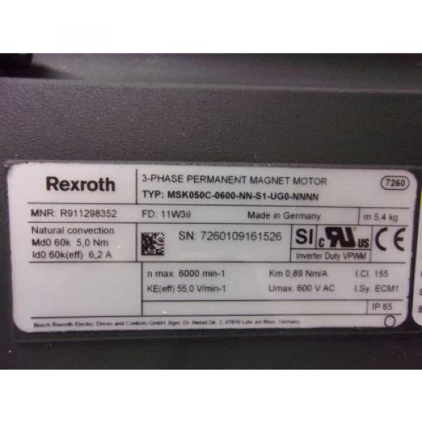 Rexroth MSK050C-0600-NN-S1-UG0-NNNN 3 Phase Servo Motor (MOT4038) #2 image