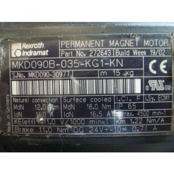 Rexroth Indramat MKD090B-035-KG1-KN Permanent Magnet Motor mit Bremse #3 image