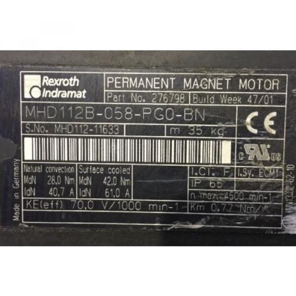 REXROTH INDRAMAT PERMANENT-MAGNET-MOTOR &lt;&gt; MHD112B-058-PG0-BN #4 image