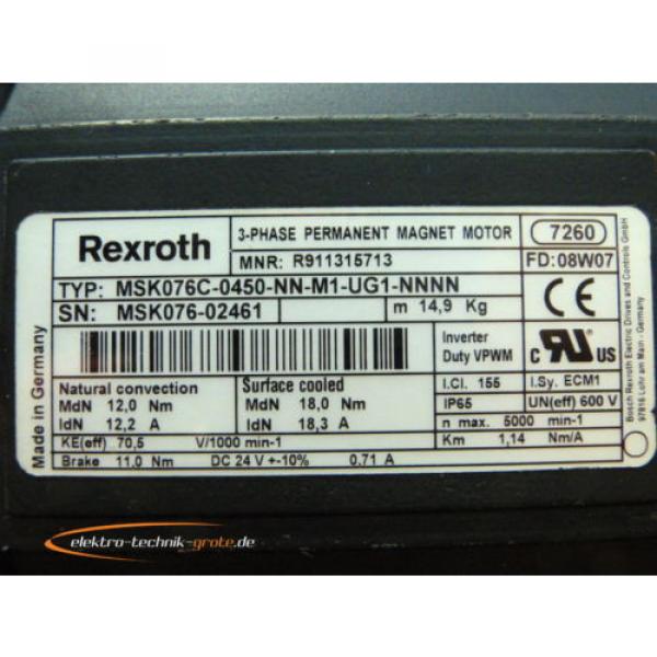 Rexroth MSK076C-0450-NN-M1-UG1-NNNN   3~ Permanent Magnet Motor #1 image