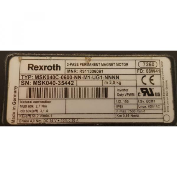 Rexroth MSK040C-0600-NN-M1-UG1-NNNN Servomotor 7500 min-1 (R911306061) #3 image