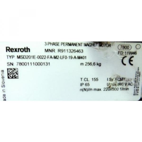 Rexroth MSD201E-FA-M2-LFO-19-A-M401  3Phase Permanent Magnet Motor  -unused- #3 image