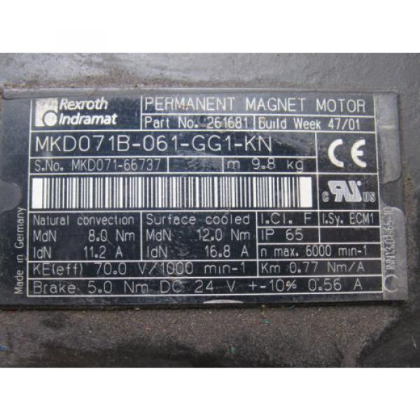 Rexroth Indramat MKD071B-061-GG1-KN Permanent Magnet Servo Motor W/Brake #9 image
